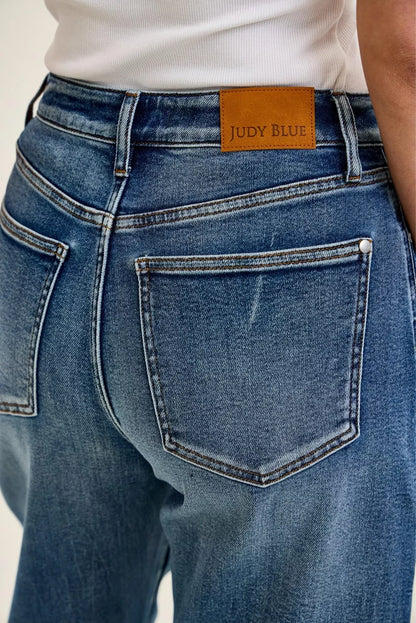 Judy Blue High Waist R.m. "marlow" Arc Dk Time Weathered Indigo Jeans DK view 5 (bottom) - judy jeans,  - shop at us.meeeshop