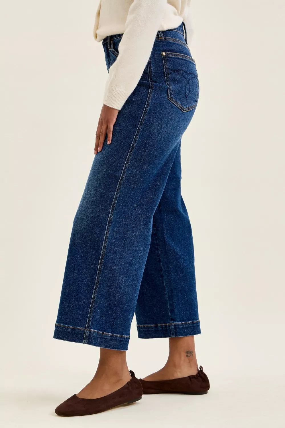 Judy Blue High Waist T.c. Claudia Ankle Wide Jeans DK view 2 (bottom) - judy blue high waisted jeans pr - shop at us.meeeshop