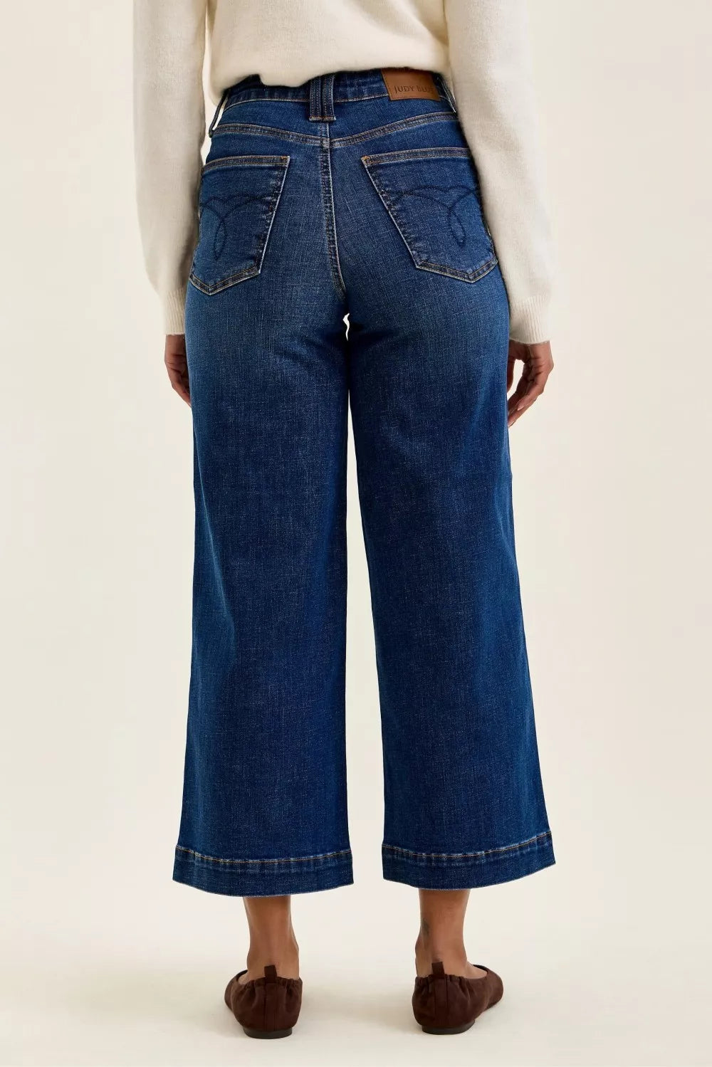 Judy Blue High Waist T.c. Claudia Ankle Wide Jeans DK view 3 (bottom) - judy blue high waisted jeans pr - shop at us.meeeshop