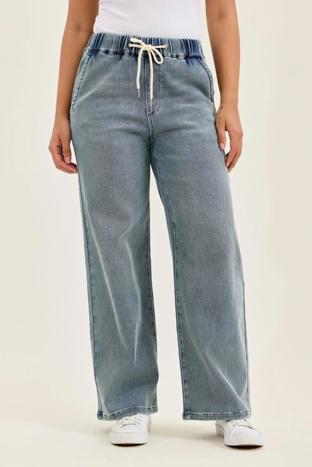 judy blue hight Judy Blue Hight Waist Wilhelmina Baggy Jeans with Md Aged Stone Blue Wash MD (bottom) - shop at us.meeeshop