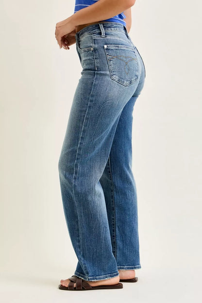judy blue mid Judy Blue Mid Rise 90s Straight Jeans view 3 (bottom) - shop at us.meeeshop