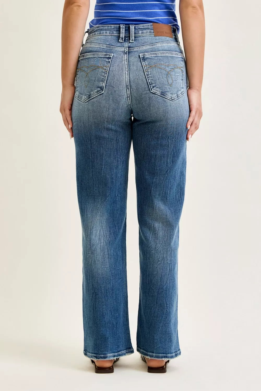 judy blue mid Judy Blue Mid Rise 90s Straight Jeans view 4 (bottom) - shop at us.meeeshop