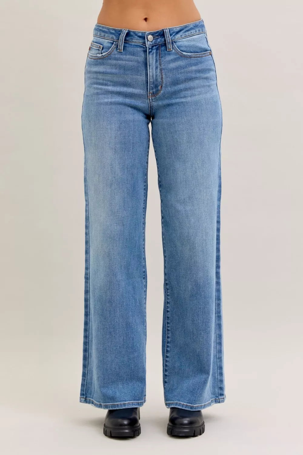 Judy Blue Mid Rise Retro Wide Leg Jeans MD (bottom) - judy jeans, judy leg jeans, judy blue mid jeans - shop at us.meeeshop