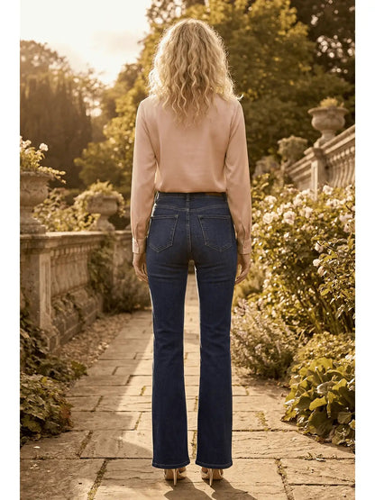 Julia Double Button High Rise Bootcut Jeans in 13 (30) view 7 - High-Waisted (bottom)