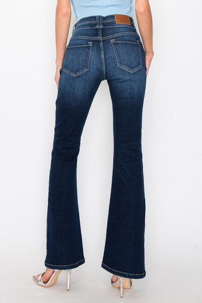Julia Double Button High Rise Bootcut Jeans in 9 (28) view 5 - High-Waisted (bottom)