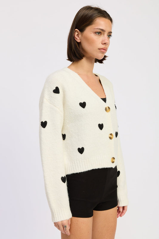 Juliette Cardigan in Ivory Black view 2 - Juliette Cardigan Free People (top)