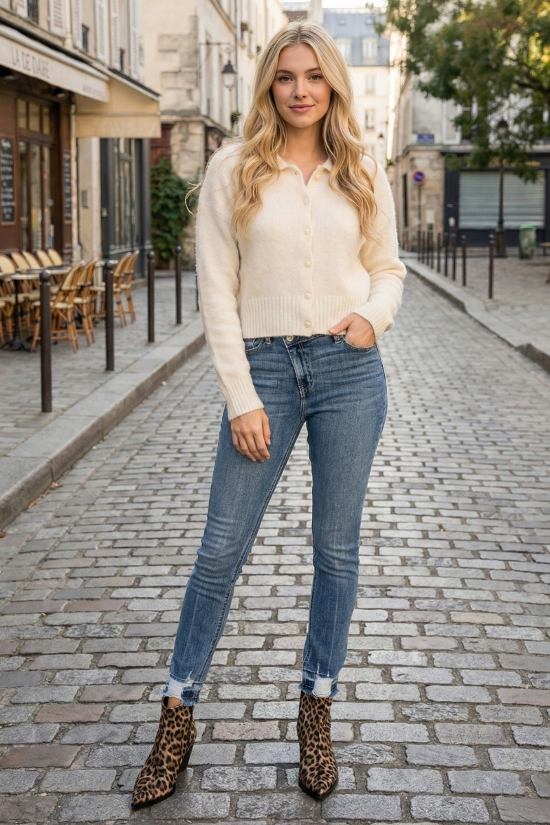 Katherine High Rise Crossover Skinny Jeans in 1 (24) - High-Waisted (bottom)