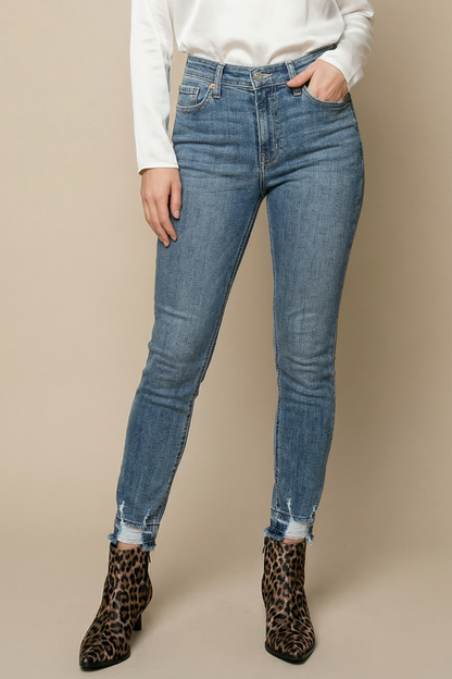 Katherine High Rise Crossover Skinny Jeans in 3 (25) view 2 - High-Waisted (bottom)
