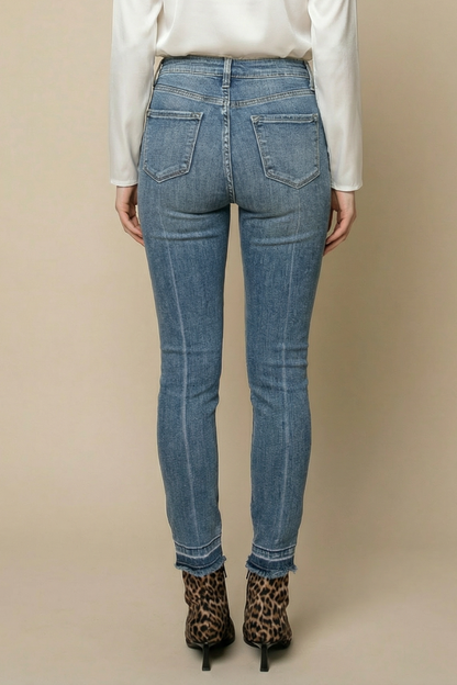 Katherine High Rise Crossover Skinny Jeans in 7 (27) view 4 - High-Waisted (bottom)