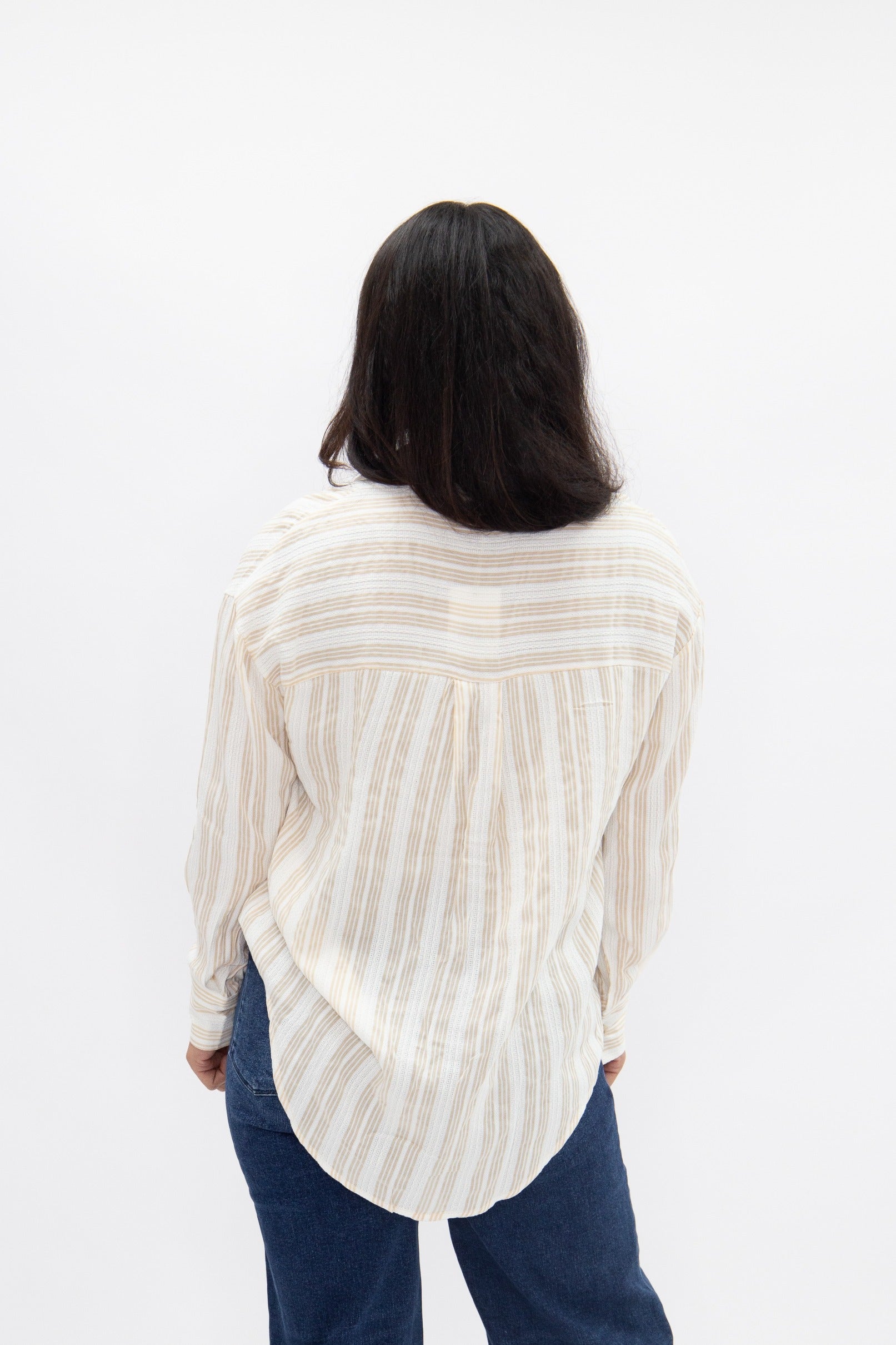 Kathryn Button-up, Beige Stripes in Beige view 6 (top)