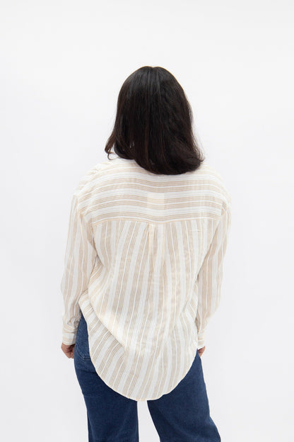 Kathryn Button-up, Beige Stripes in Beige view 6 (top)