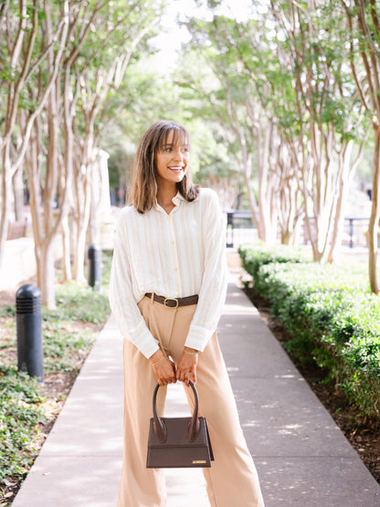 Kathryn Button-up, Beige Stripes view 12 (top)