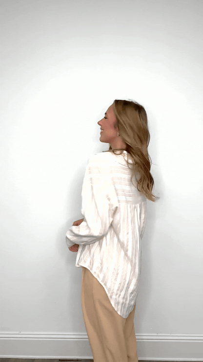 Kathryn Button-up, Beige Stripes view 8 (top)