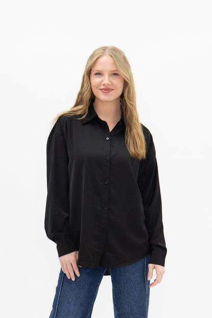 Kathryn Button-up, Black in Black view 4 - Button Black (top)