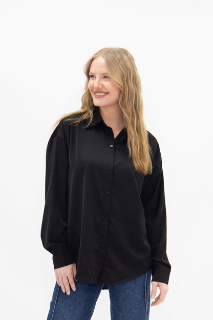 Kathryn Button-up, Black in Black view 5 - Button Black (top)