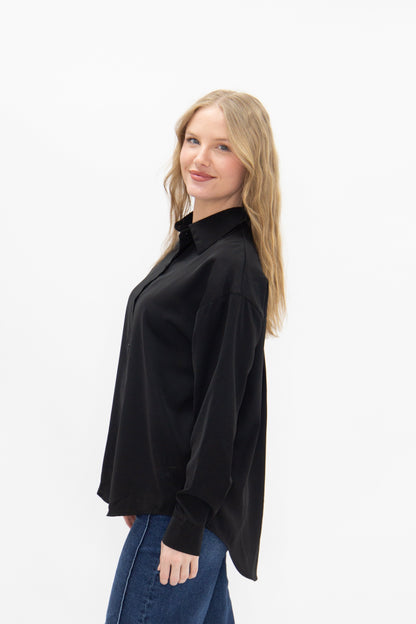 Kathryn Button-up, Black in Black view 7 - Button Black (top)