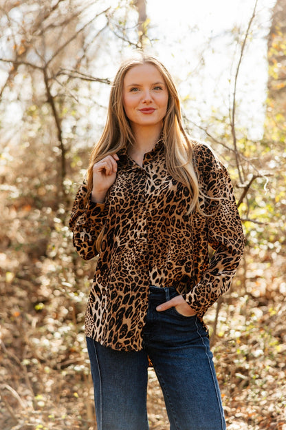 Kathryn Button-up, Leopard in Leopard - Button Leopard (top)