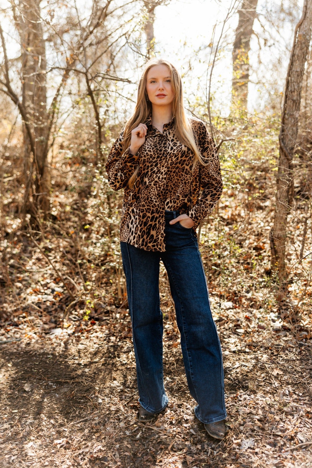 Kathryn Button-up, Leopard in Leopard view 2 - Button Leopard (top)