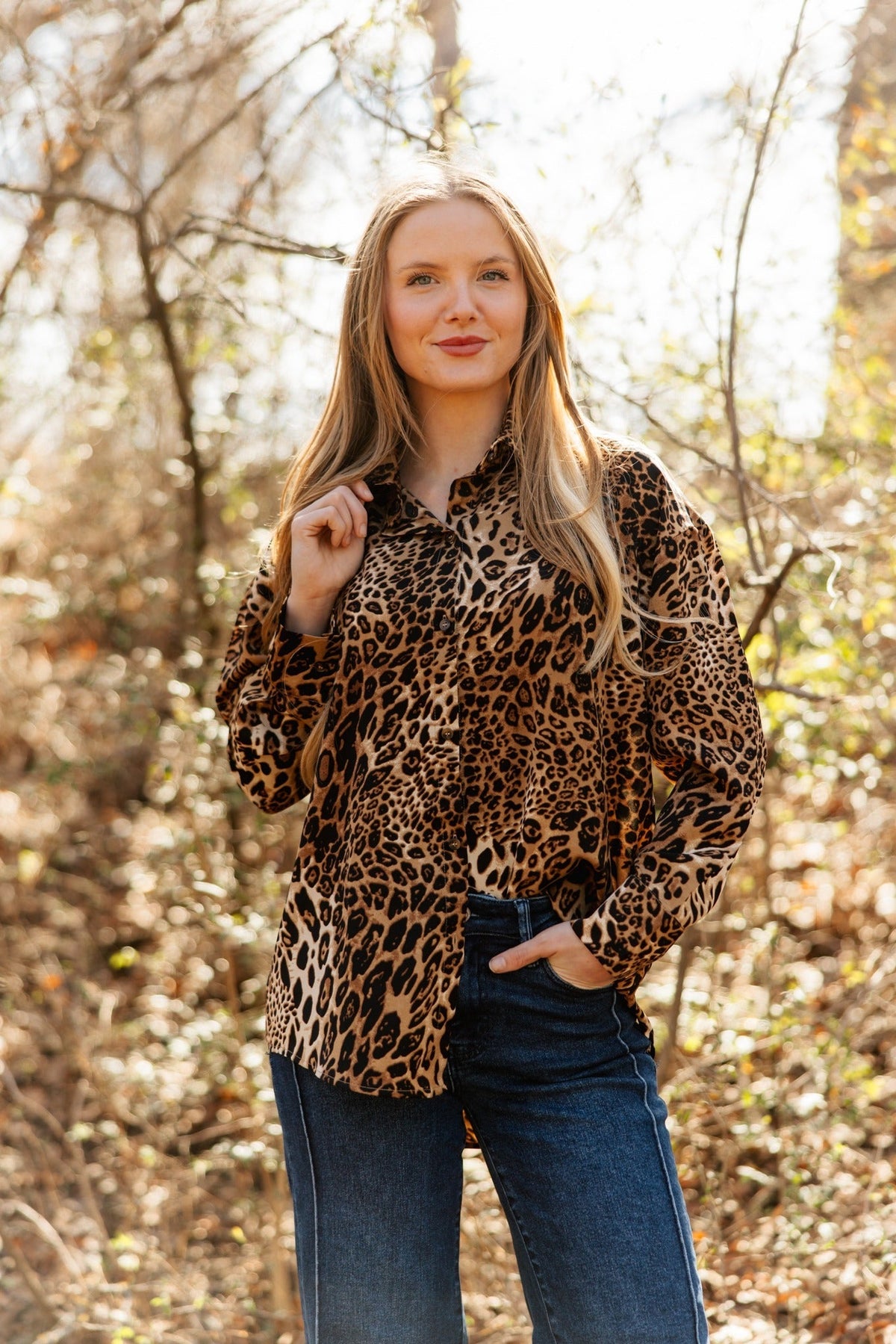 Kathryn Button-up, Leopard Top - MeeeShop Women's Fashion