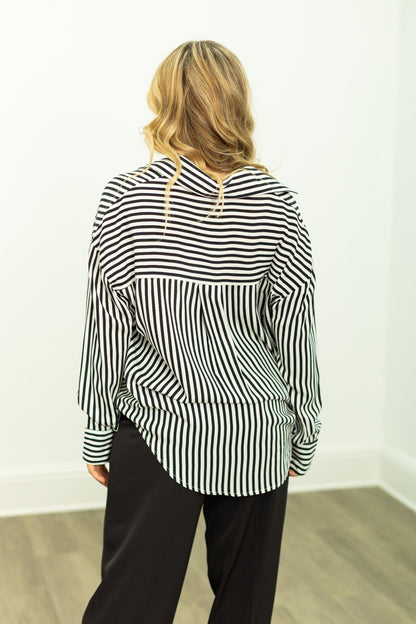 Kathryn Classic Button-up, Black Stripes view 10 (top)