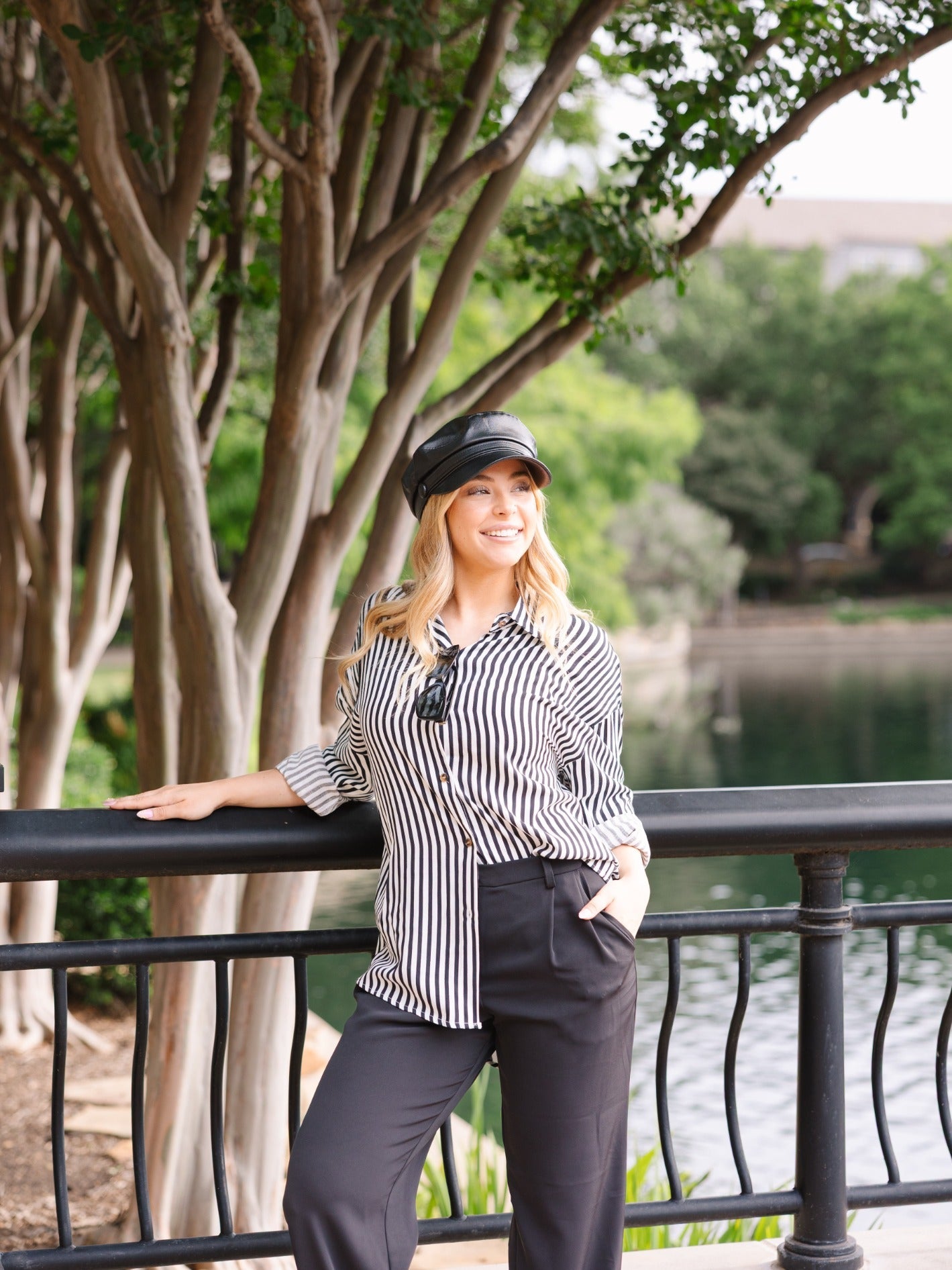 Kathryn Classic Button-up, Black Stripes view 12 (top)