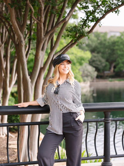 Kathryn Classic Button-up, Black Stripes view 12 (top)