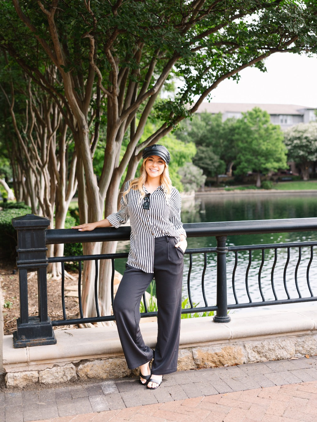 Kathryn Classic Button-up, Black Stripes view 14 (top)