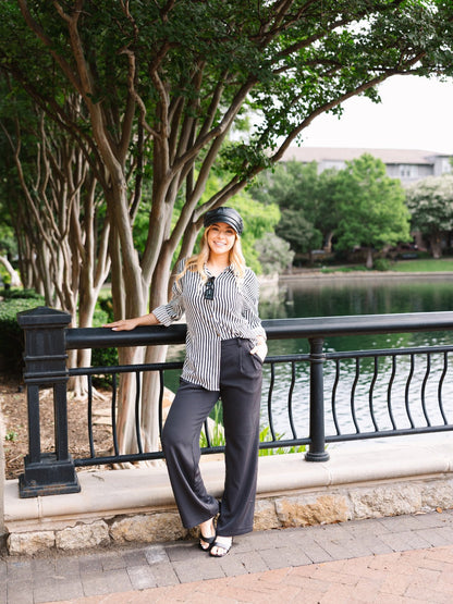 Kathryn Classic Button-up, Black Stripes view 14 (top)