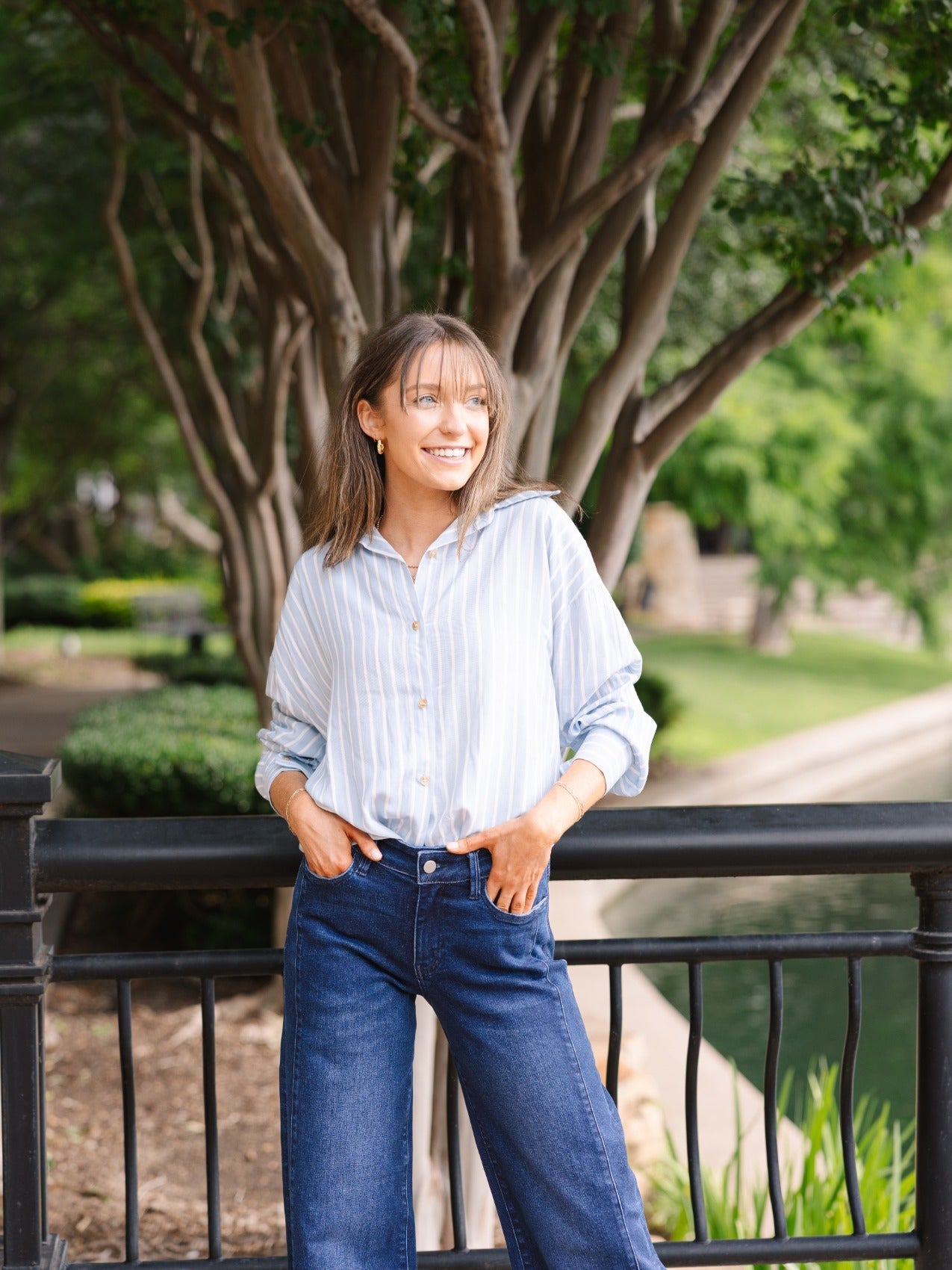 Kathryn Classic Button-up, Blue Stripes view 10 (top)