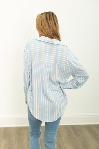 Kathryn Classic Button-up, Blue Stripes view 9 (top)