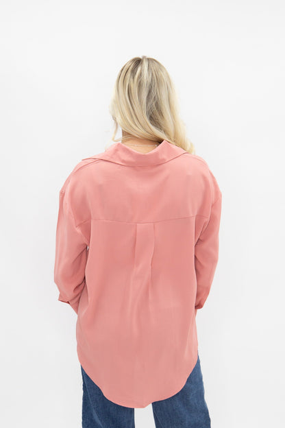 Kathryn Classic Button-up, Blush Pink in Blush view 6 (top)
