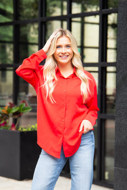 Kathryn Classic Button-up, Dark Red in Red - Catherine Classic Reddit (top)