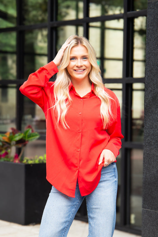 Kathryn Classic Button-up, Dark Red in Red - Catherine Classic Reddit (top)