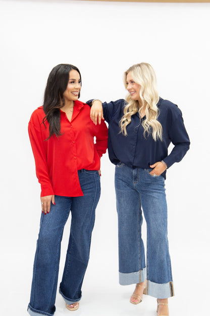Kathryn Classic Button-up, Dark Red in Red view 7 - Catherine Classic Reddit (top)
