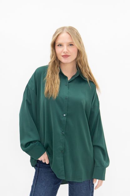 Kathryn Classic Button-up, Forest Green in Forest Green view 4 (top)
