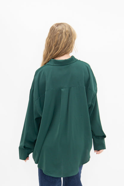 Kathryn Classic Button-up, Forest Green in Forest Green view 6 (top)