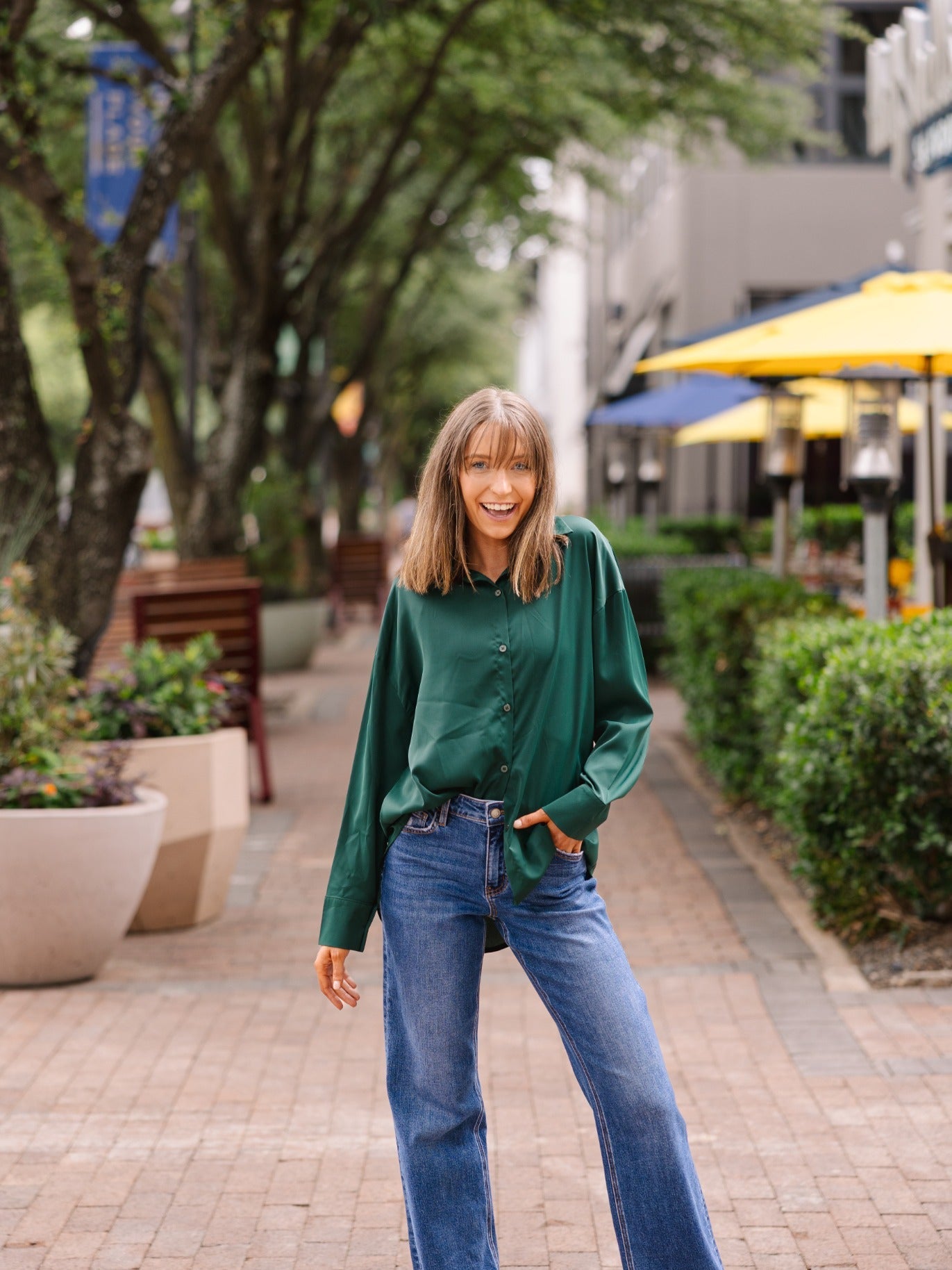Kathryn Classic Button-up, Forest Green view 10 (top)