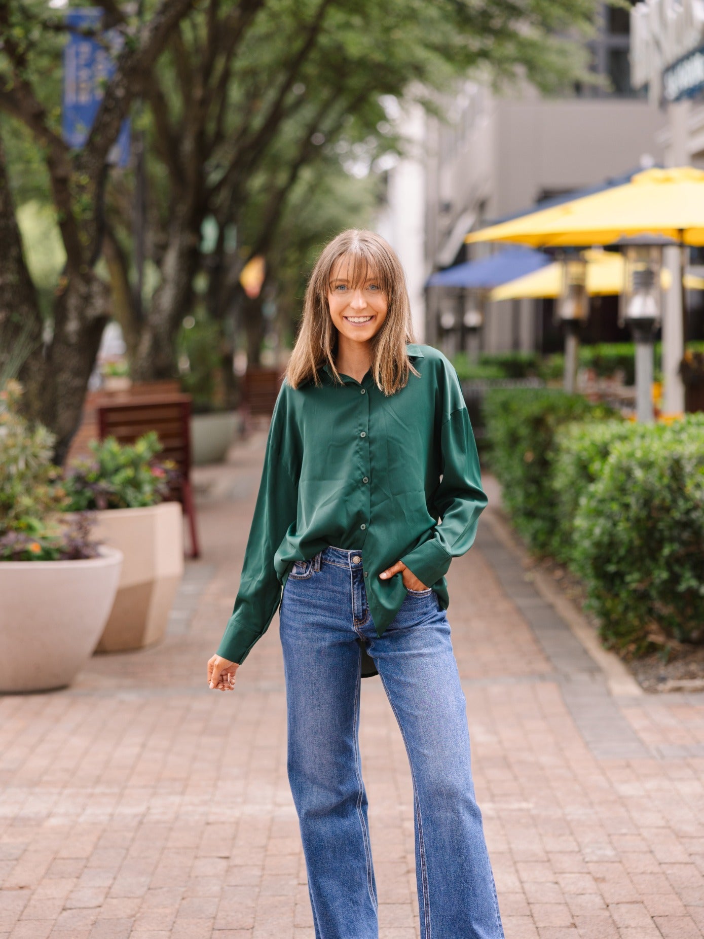 Kathryn Classic Button-up, Forest Green view 11 (top)