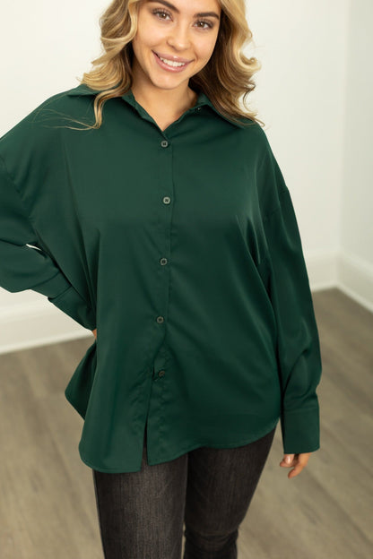 Kathryn Classic Button-up, Forest Green view 9 (top)