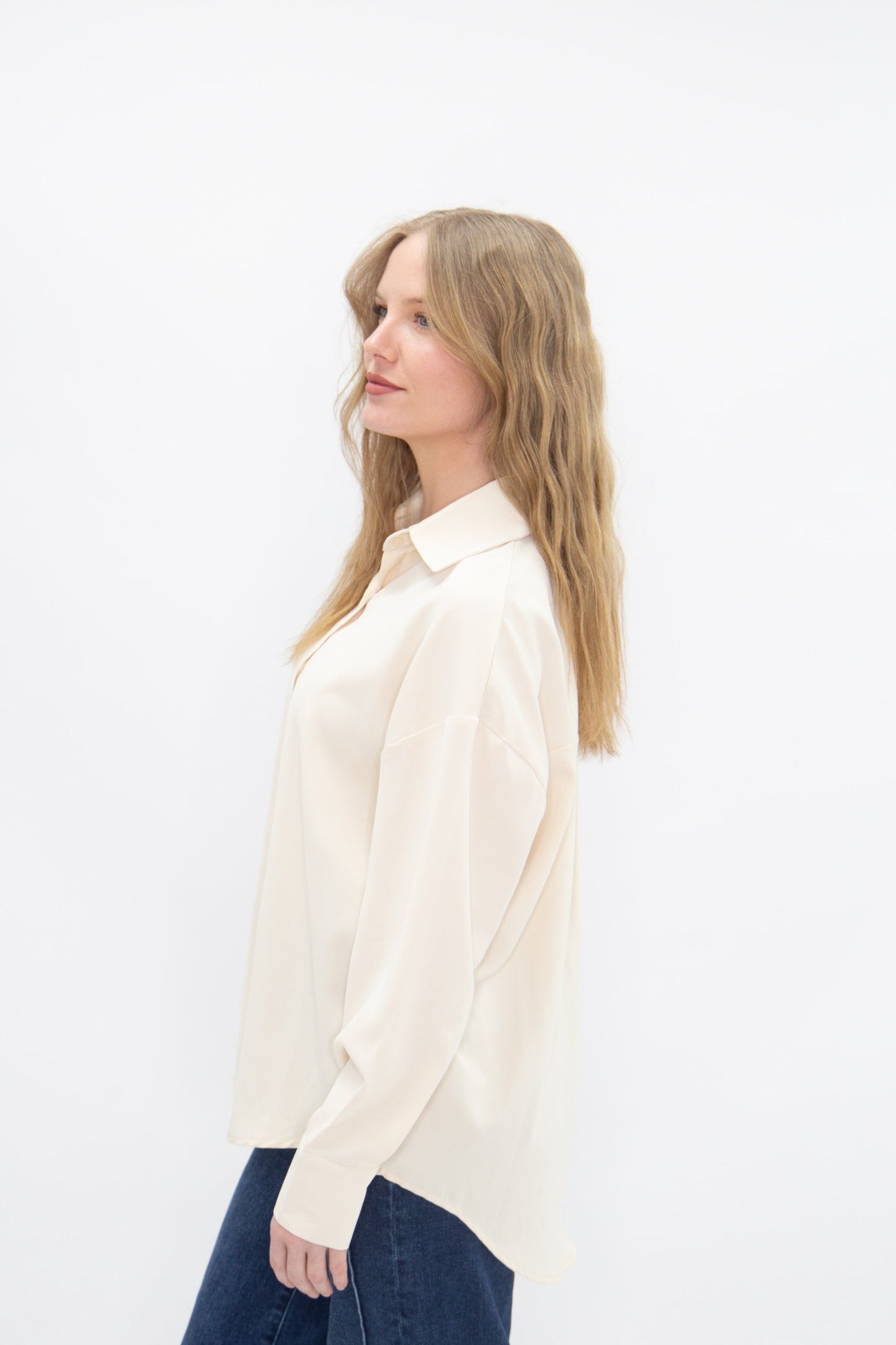 Kathryn Classic Button-up, Ivory in Ivory view 6 - Button Ivory (top)