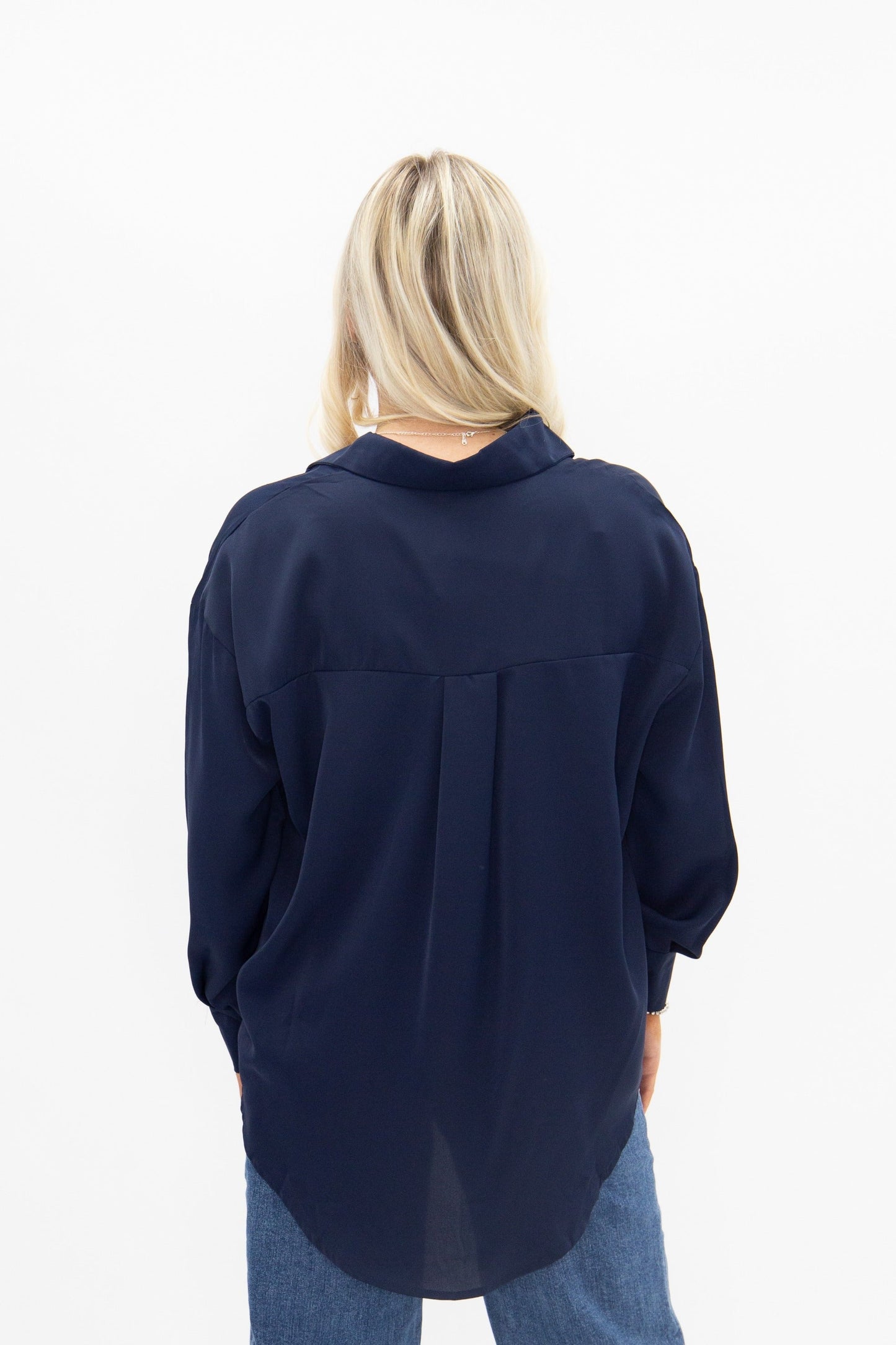 Kathryn Classic Button-up, Navy in Navy view 7 - Button Navy (top)