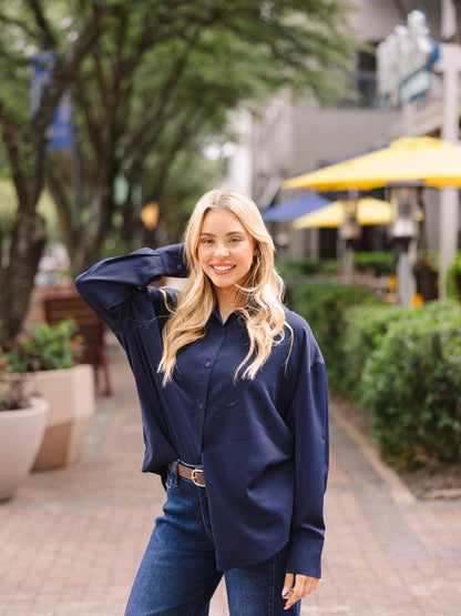 Kathryn Classic Button-up, Navy view 10 - Button Navy (top)