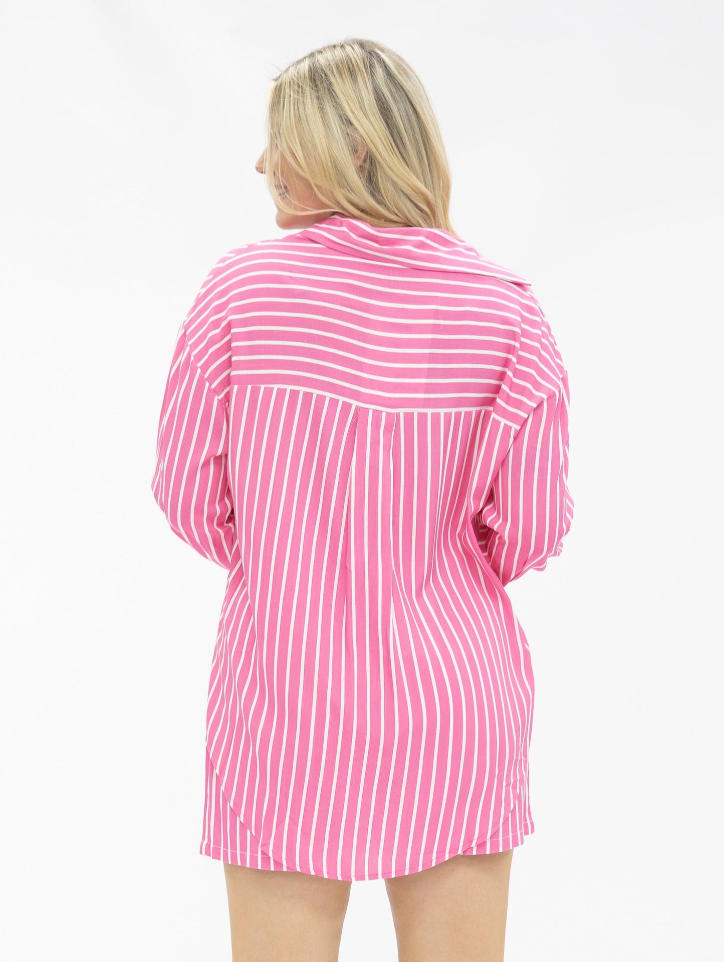 Kathryn Classic Button-up, Pink Stripes view 9 (top)