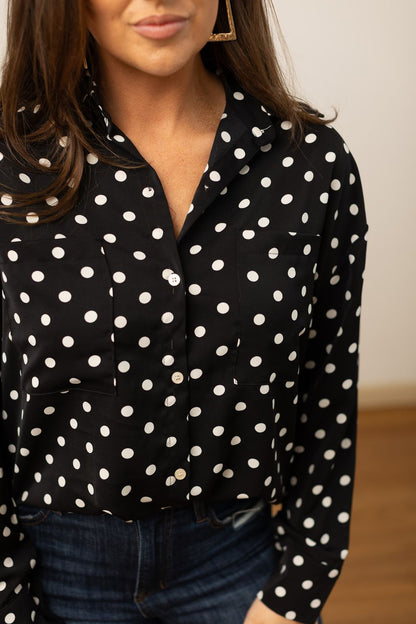 Kathryn Classic Button-up, Polka-dot view 10 - Polka Dot Classic (top)