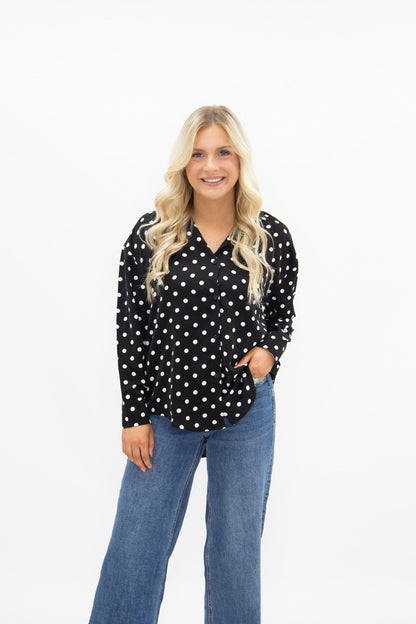 Kathryn Classic Button-up, Polka-dot view 15 - Polka Dot Classic (top)