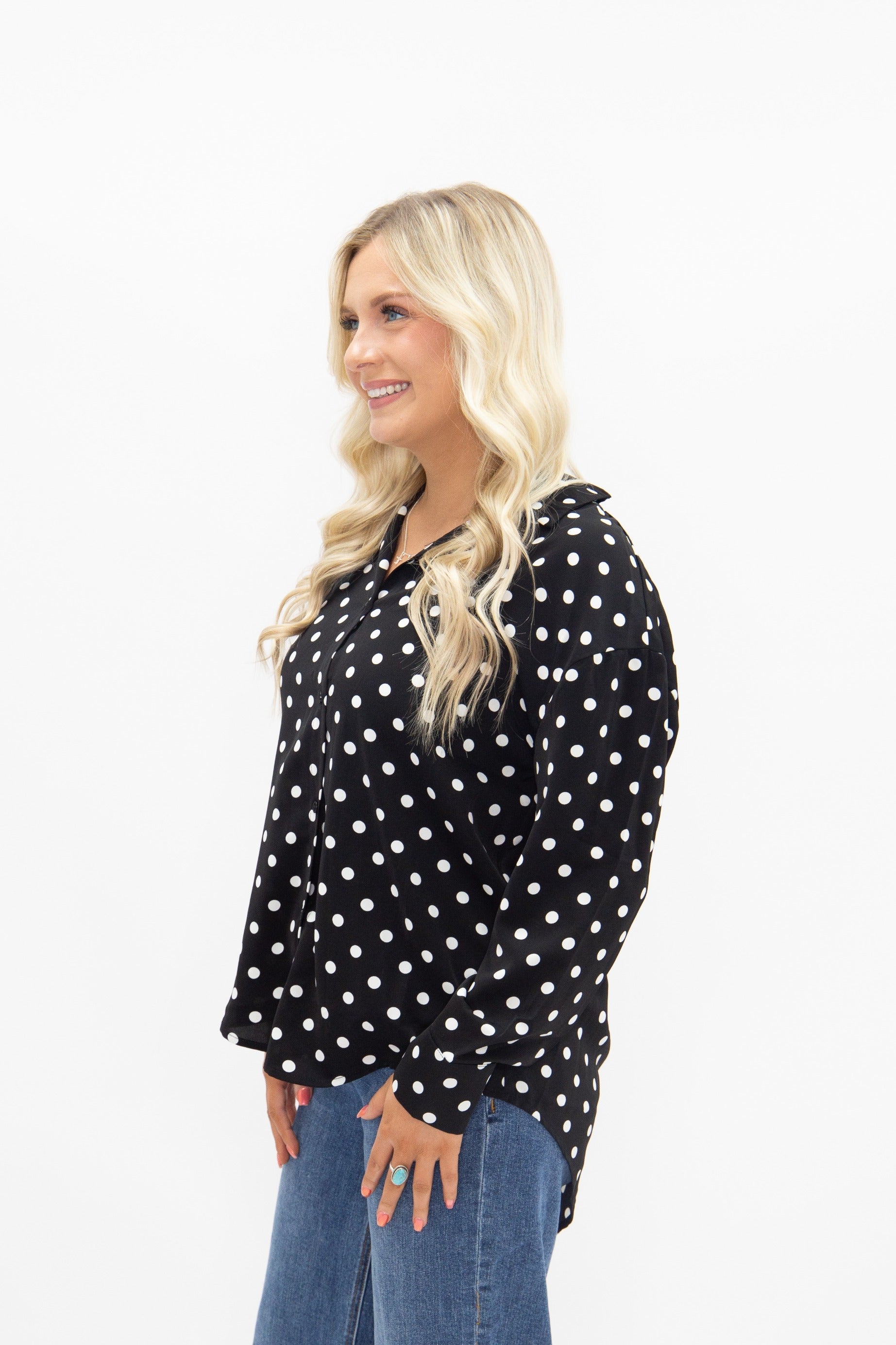 Kathryn Classic Button-up, Polka-dot view 16 - Polka Dot Classic (top)