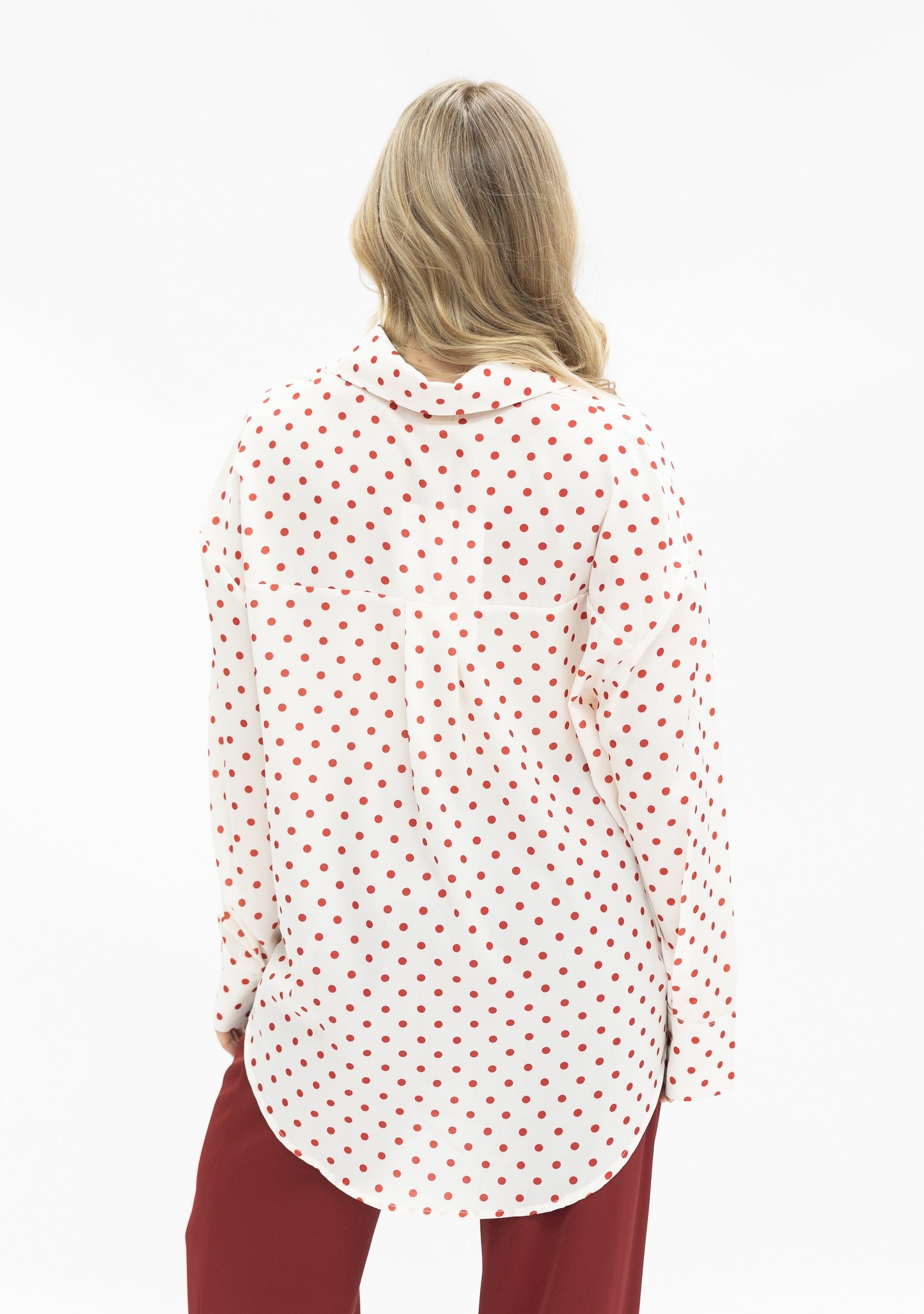 Kathryn Classic Button-up, Red Polka-dot view 12 - Polka Dot Classic (top)