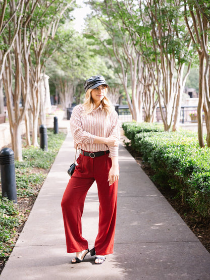 Kathryn Classic Button-up, Red Stripes view 12 (top)