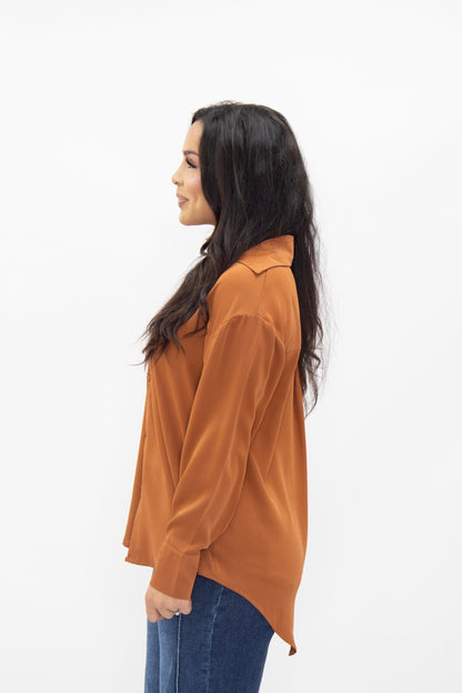 Kathryn Classic Button-up, Rust in Rust view 6 - Button Rust (top)