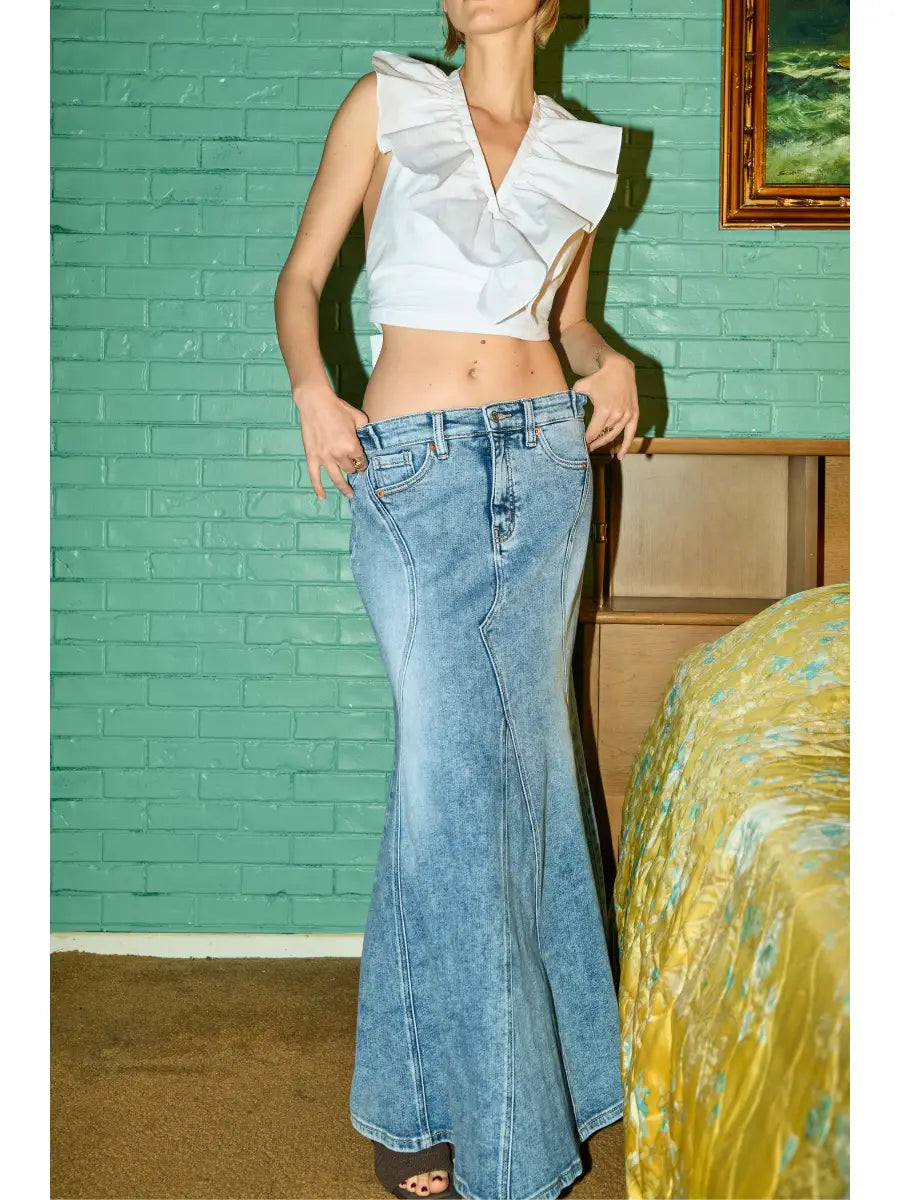 Kayla Denim Maxi Skirt view 8 (dress)
